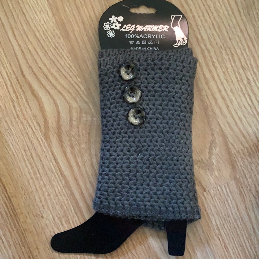 KNIT LEG WARMERS/BOOT CUFFS-GREY